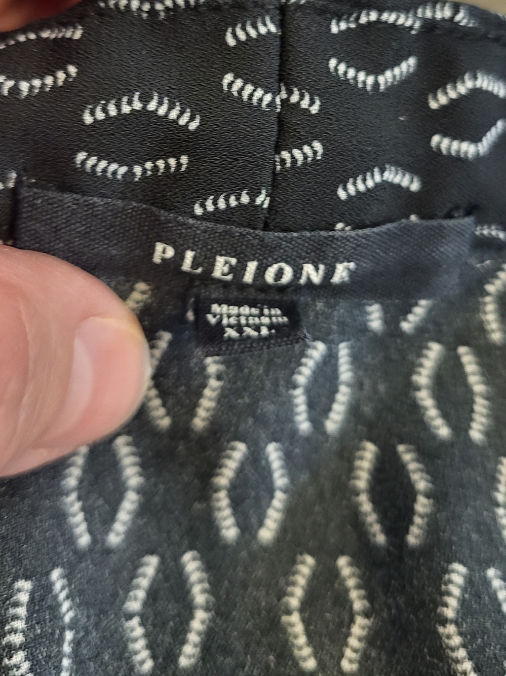 Pleione Black Blouse with White Oval Stitch Pattern